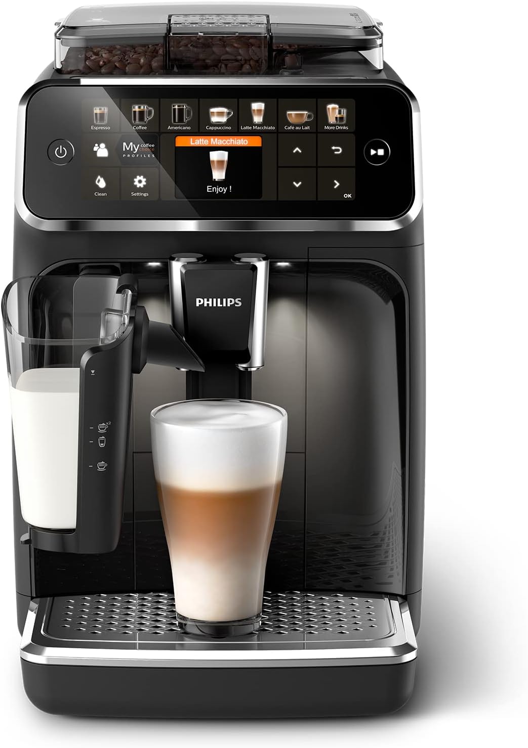 Expresso broyeur Série 5400 EP5541/50– 12 Spécialités de Café,Carafe LatteGo facile à nettoyer,Ecran intuitif,4 Profils Utilisateur,Machine à café à grain Noir