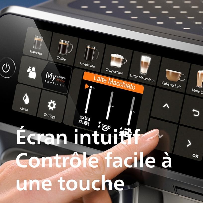 Expresso broyeur Série 5400 EP5541/50– 12 Spécialités de Café,Carafe LatteGo facile à nettoyer,Ecran intuitif,4 Profils Utilisateur,Machine à café à grain Noir
